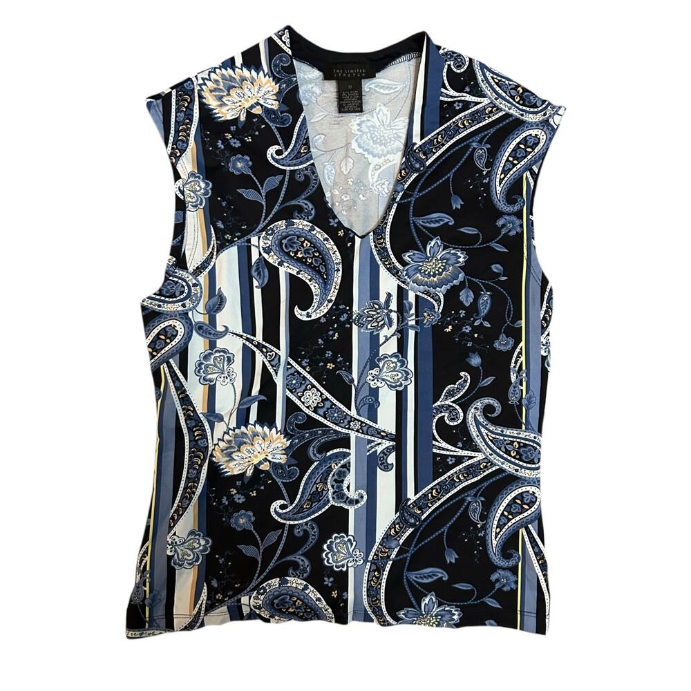 Vtg 90's Y2K The Limited Stretch Tank Top Womens Medium Blue Paisley Fairy Indie